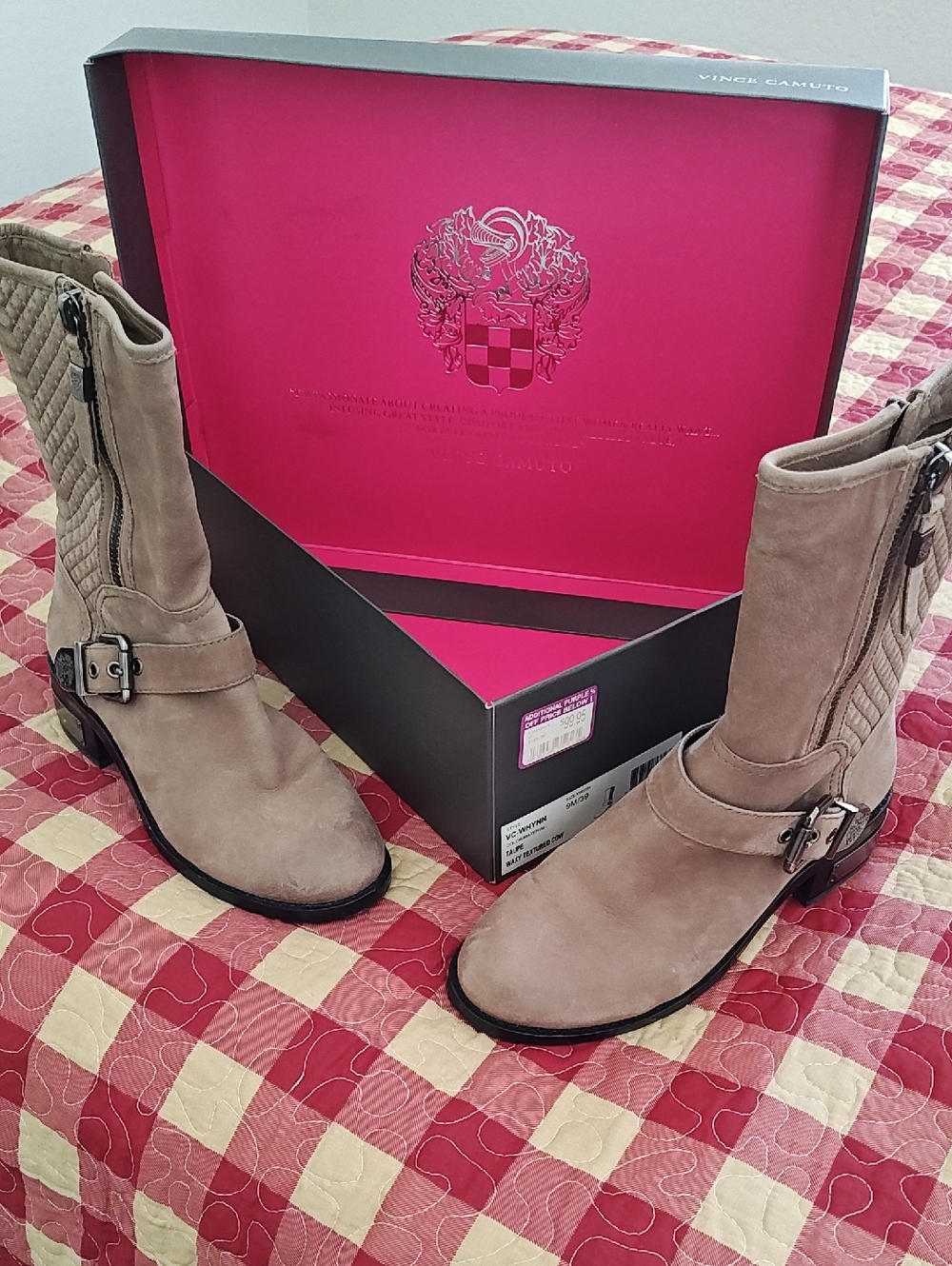 Vince Camuto Taupe Suede Ankle Boots